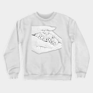 Tiny Puppies on a hand Sketch Art Crewneck Sweatshirt